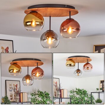 Koyoto Lampa sufitowa, Kula świetlna 40 cm Ecru, Czarny, 3-punktowe