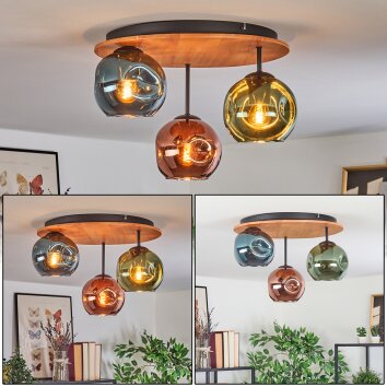 Ripoll lampa sufitowa, kula świetlna kolory naturalne, czarny, 3-punktowe