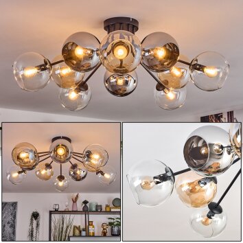 Koyoto lampa sufitowa, kula świetlna 81 cm bursztynowy, chrom, przezroczysty, przydymiony, 10-punktowe