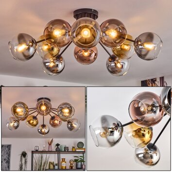 Koyoto lampa sufitowa, kula świetlna 81 cm złoty, przezroczysty, miedziany, przydymiony, 10-punktowe