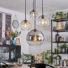 Koyoto lampa wisząca, kula świetlna, lampa wisząca kaskadowa bursztynowy, chrom, przezroczysty, przydymiony, 4-punktowe
