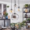 Koyoto lampa wisząca, kula świetlna, lampa wisząca kaskadowa bursztynowy, chrom, przezroczysty, przydymiony, 4-punktowe