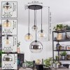 Koyoto lampa wisząca, kula świetlna, lampa wisząca kaskadowa bursztynowy, chrom, przezroczysty, przydymiony, 4-punktowe