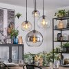 Koyoto lampa wisząca, kula świetlna, lampa wisząca kaskadowa bursztynowy, chrom, przezroczysty, przydymiony, 4-punktowe