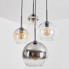 Koyoto lampa wisząca, kula świetlna, lampa wisząca kaskadowa bursztynowy, chrom, przezroczysty, przydymiony, 4-punktowe