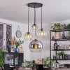 Koyoto lampa wisząca, kula świetlna, lampa wisząca kaskadowa bursztynowy, chrom, przezroczysty, przydymiony, 4-punktowe