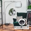 Bassagoda lampa stojąca, lampa podłogowa łukowa nikiel matowy, czarny, 1-punktowy, abażur materiałowy