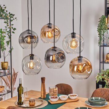 Ripoll Lampa wisząca, Kula świetlna, Lampa wisząca W kolorze bursztynu, Przezroczysty, Przydymiony, 6-punktowe