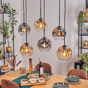 Ripoll Lampa wisząca, Kula świetlna, Lampa wisząca W kolorze bursztynu, Przezroczysty, Przydymiony, 6-punktowe