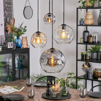 Ripoll Lampa wisząca, Kula świetlna, Lampa wiszącego klastra W kolorze bursztynu, Chrom, Przezroczysty, Przydymiony, 4-punktowe