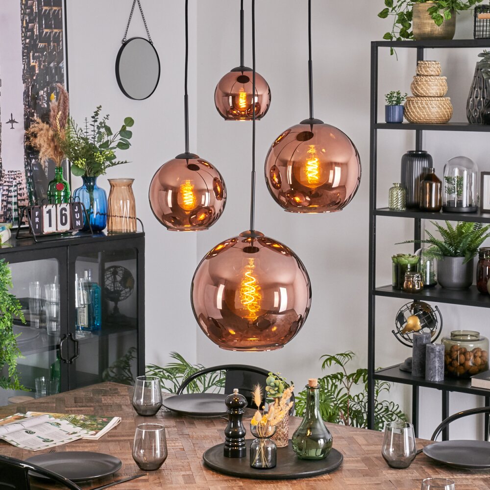 Koyoto Lampa wisząca, Kula świetlna, Lampa wiszącego klastra W kolorze miedzi, 4-punktowe main product photo