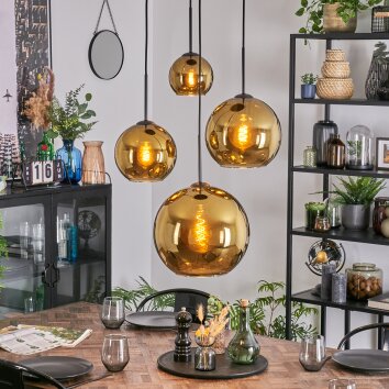 Koyoto Lampa wisząca, Kula świetlna, Lampa wiszącego klastra Złoty, 4-punktowe