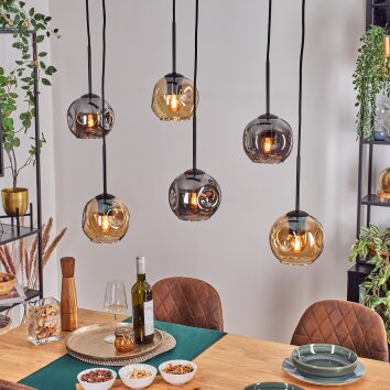 Ripoll Lampa wisząca, Kula świetlna, Lampa wisząca W kolorze bursztynu, Przydymiony, 6-punktowe