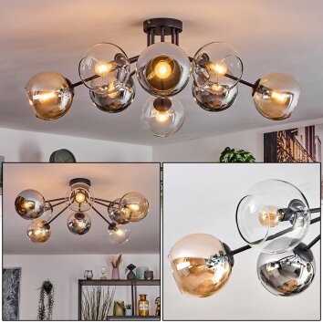 Koyoto Lampa sufitowa, Kula świetlna 86 cm W kolorze bursztynu, Chrom, Przezroczysty, Przydymiony, 8-punktowe