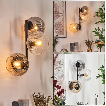 Koyoto Kula świetlna, Lampa ścienna W kolorze bursztynu, Przezroczysty, Przydymiony, 3-punktowe