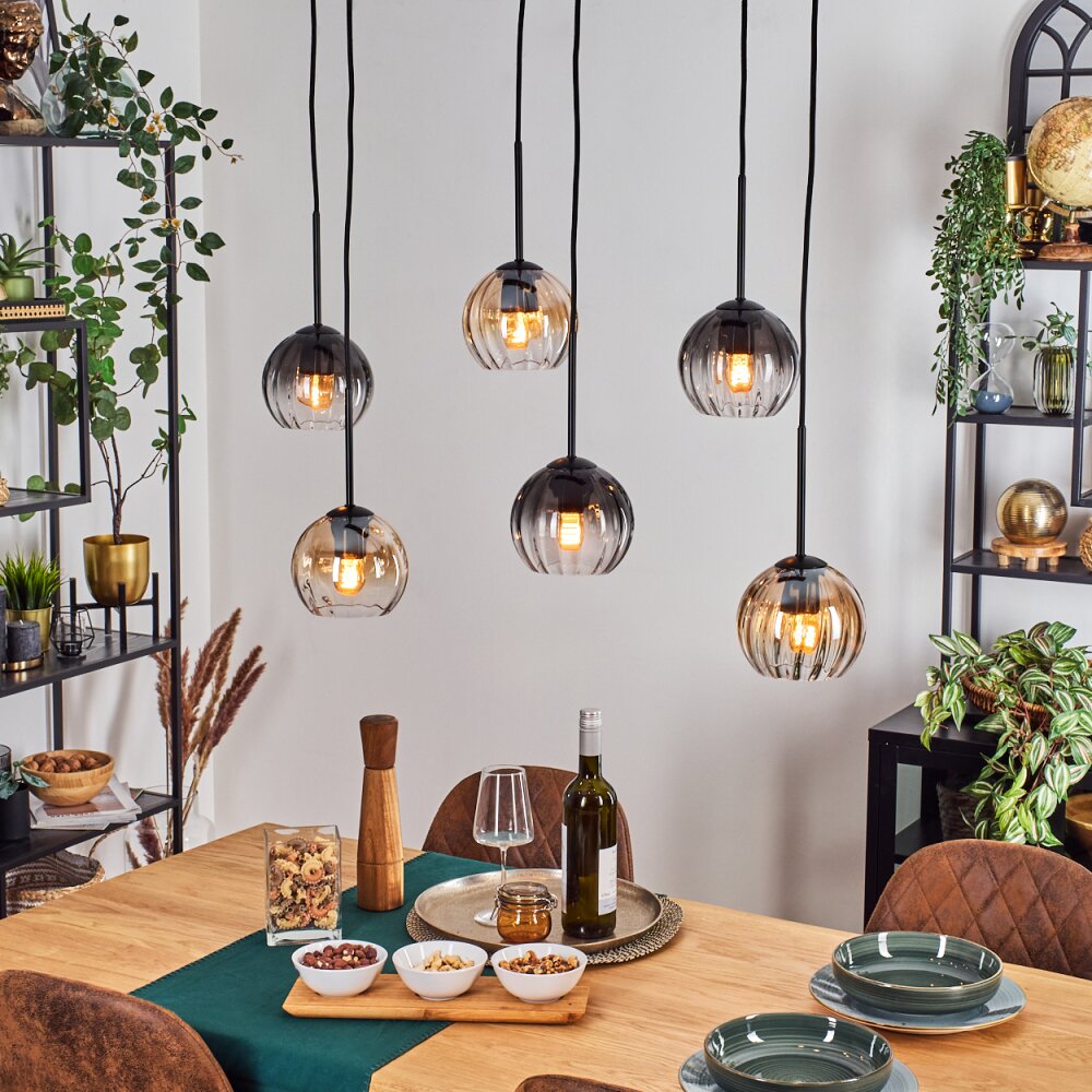Koyoto Lampa wisząca, Kula świetlna, Lampa wisząca W kolorze bursztynu, Przezroczysty, Przydymiony, 6-punktowe main product photo