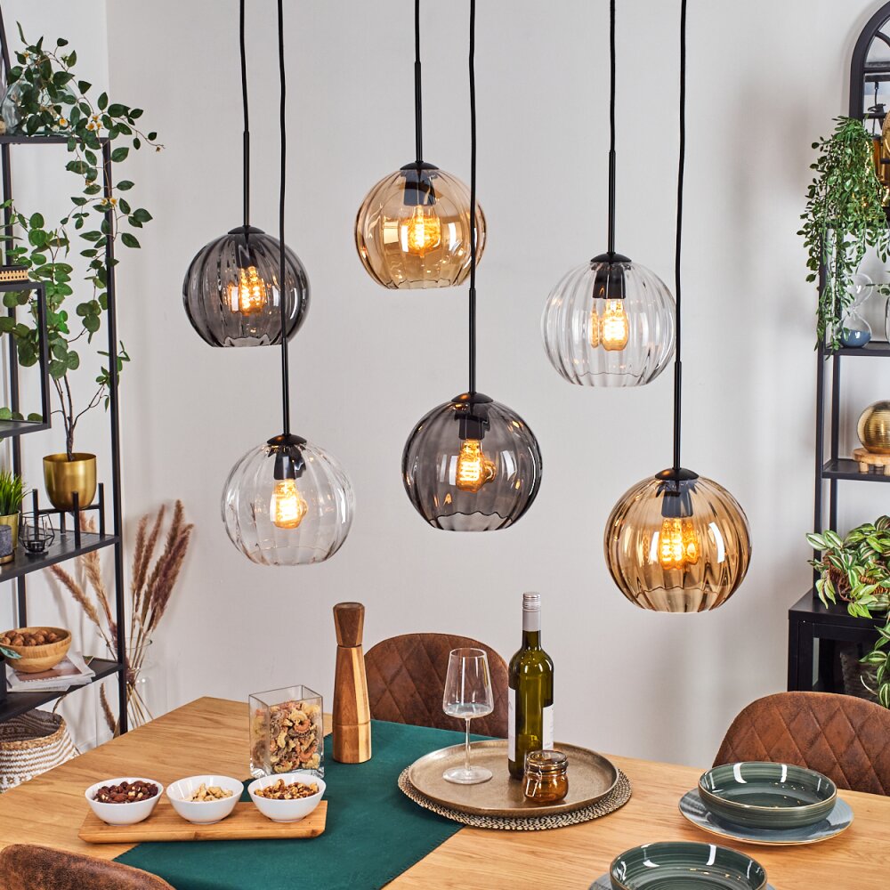 Koyoto Lampa wisząca, Kula świetlna, Lampa wisząca W kolorze bursztynu, Przezroczysty, Przydymiony, 6-punktowe main product photo