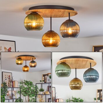 Koyoto Lampa sufitowa, Kula świetlna Ecru, Czarny, 3-punktowe