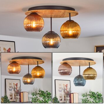 Koyoto Lampa sufitowa, Kula świetlna Ecru, Czarny, 3-punktowe