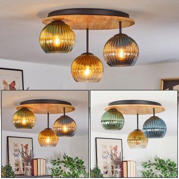 Koyoto Lampa sufitowa, Kula świetlna Ecru, Czarny, 3-punktowe