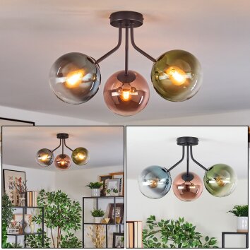 Gastor Lampa sufitowa, Kula świetlna Niebeieski, Zielony, Przezroczysty, W kolorze miedzi, 3-punktowe