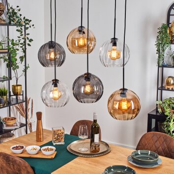 Koyoto Lampa wisząca, Kula świetlna, Lampa wisząca W kolorze bursztynu, Przezroczysty, Przydymiony, 6-punktowe