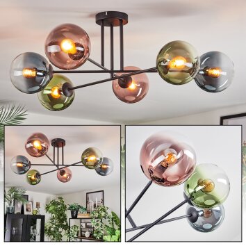 Gastor Lampa sufitowa, Kula świetlna 50 cm Niebeieski, Zielony, Przezroczysty, W kolorze miedzi, 6-punktowe