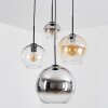 Koyoto Lampa wisząca, Kula świetlna, Lampa wiszącego klastra 35 cm W kolorze bursztynu, Chrom, Przezroczysty, Przydymiony, 4-punktowe