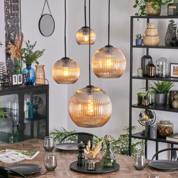 Koyoto Lampa wisząca, Kula świetlna, Lampa wiszącego klastra W kolorze bursztynu, 4-punktowe