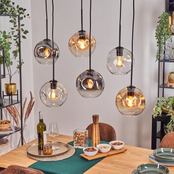 Ripoll Lampa wisząca, Kula świetlna, Lampa wisząca W kolorze bursztynu, Przezroczysty, Przydymiony, 6-punktowe