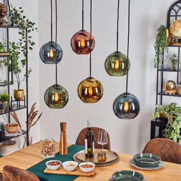 Koyoto Lampa wisząca, Kula świetlna, Lampa wisząca Niebeieski, Złoty, Zielony, W kolorze miedzi, 6-punktowe