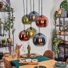 Koyoto Lampa wisząca, Kula świetlna, Lampa wisząca Niebeieski, Zielony, W kolorze miedzi, 6-punktowe