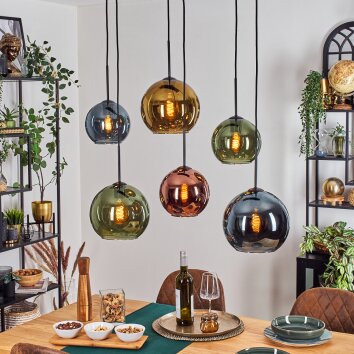 Koyoto Lampa wisząca, Kula świetlna, Lampa wisząca Niebeieski, Złoty, Zielony, W kolorze miedzi, 6-punktowe