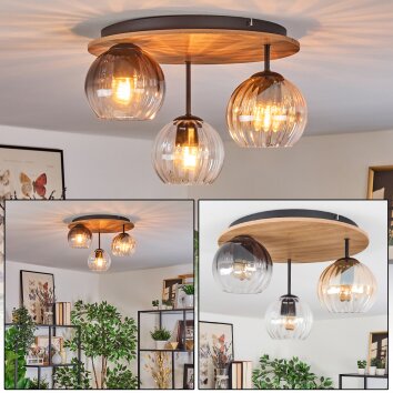 Koyoto Lampa sufitowa, Kula świetlna Ecru, Czarny, 3-punktowe
