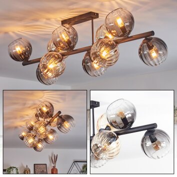 Koyoto Lampa sufitowa, Kula świetlna W kolorze bursztynu, Przezroczysty, Przydymiony, 10-punktowe