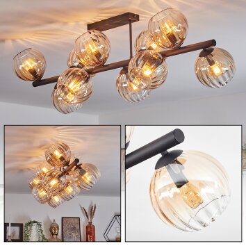 Koyoto Lampa sufitowa, Kula świetlna W kolorze bursztynu, Przezroczysty, 10-punktowe