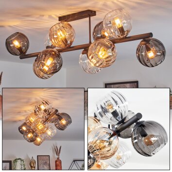 Koyoto Lampa sufitowa, Kula świetlna W kolorze bursztynu, Przezroczysty, Przydymiony, 10-punktowe