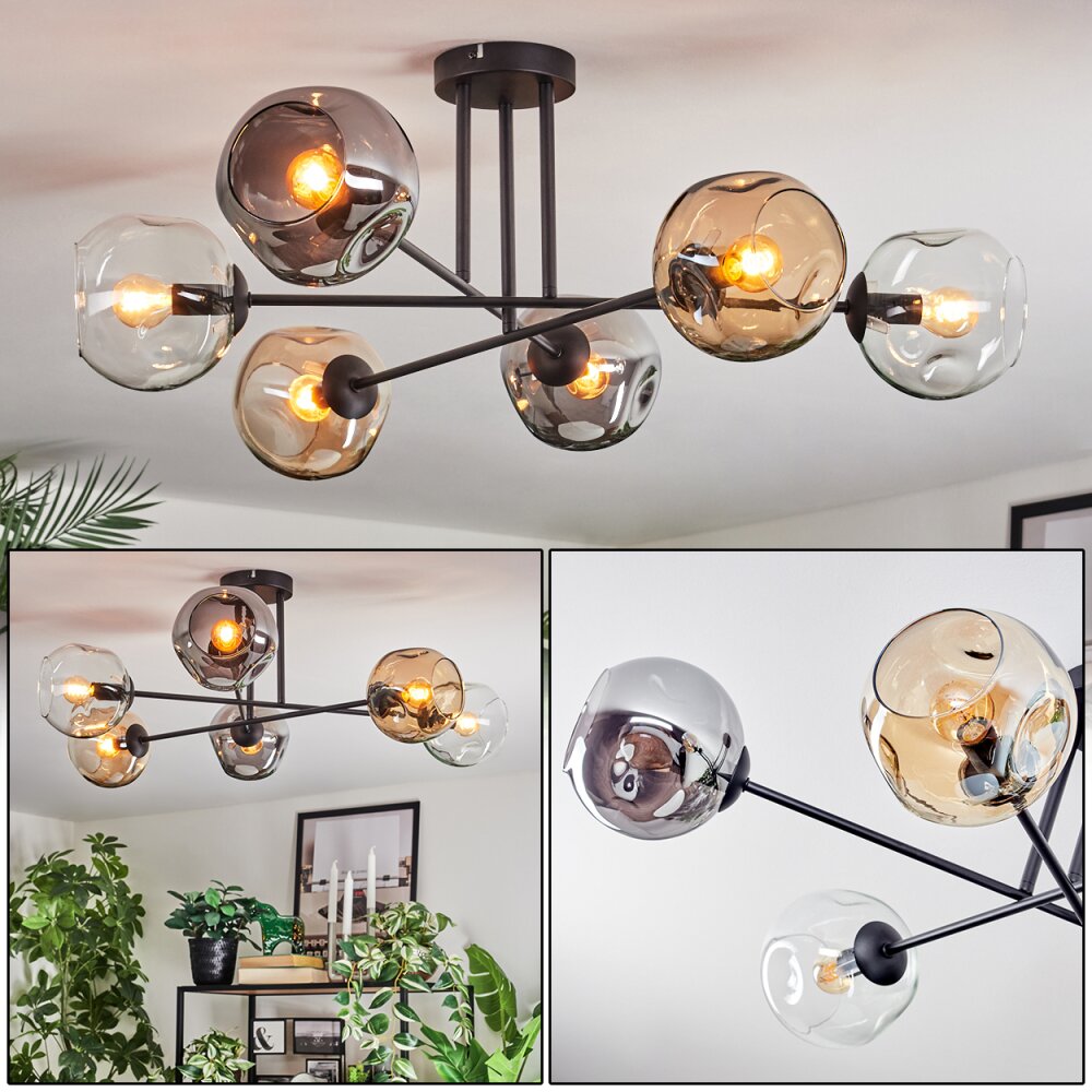 Ripoll Lampa sufitowa, Kula świetlna W kolorze bursztynu, Przezroczysty, Przydymiony, 6-punktowe main product photo
