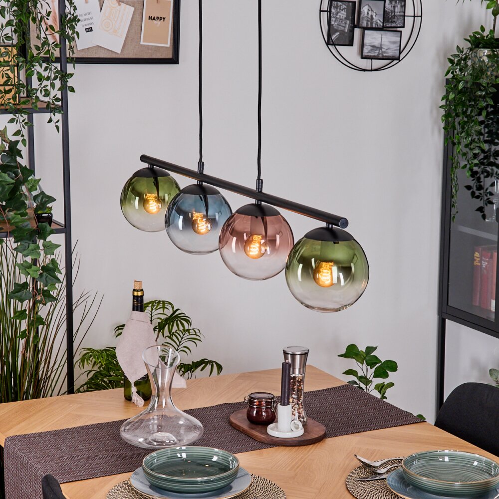 Gastor Lampa wisząca, Kula świetlna, Lampa wisząca Niebeieski, Zielony, Przezroczysty, W kolorze miedzi, 4-punktowe main product photo
