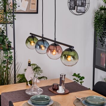 Gastor Lampa wisząca, Kula świetlna, Lampa wisząca Niebeieski, Zielony, Przezroczysty, W kolorze miedzi, 4-punktowe