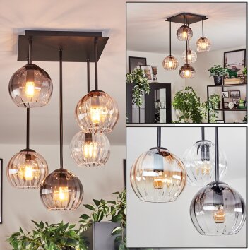 Koyoto Lampa sufitowa, Kula świetlna W kolorze bursztynu, Przezroczysty, Przydymiony, 5-punktowe
