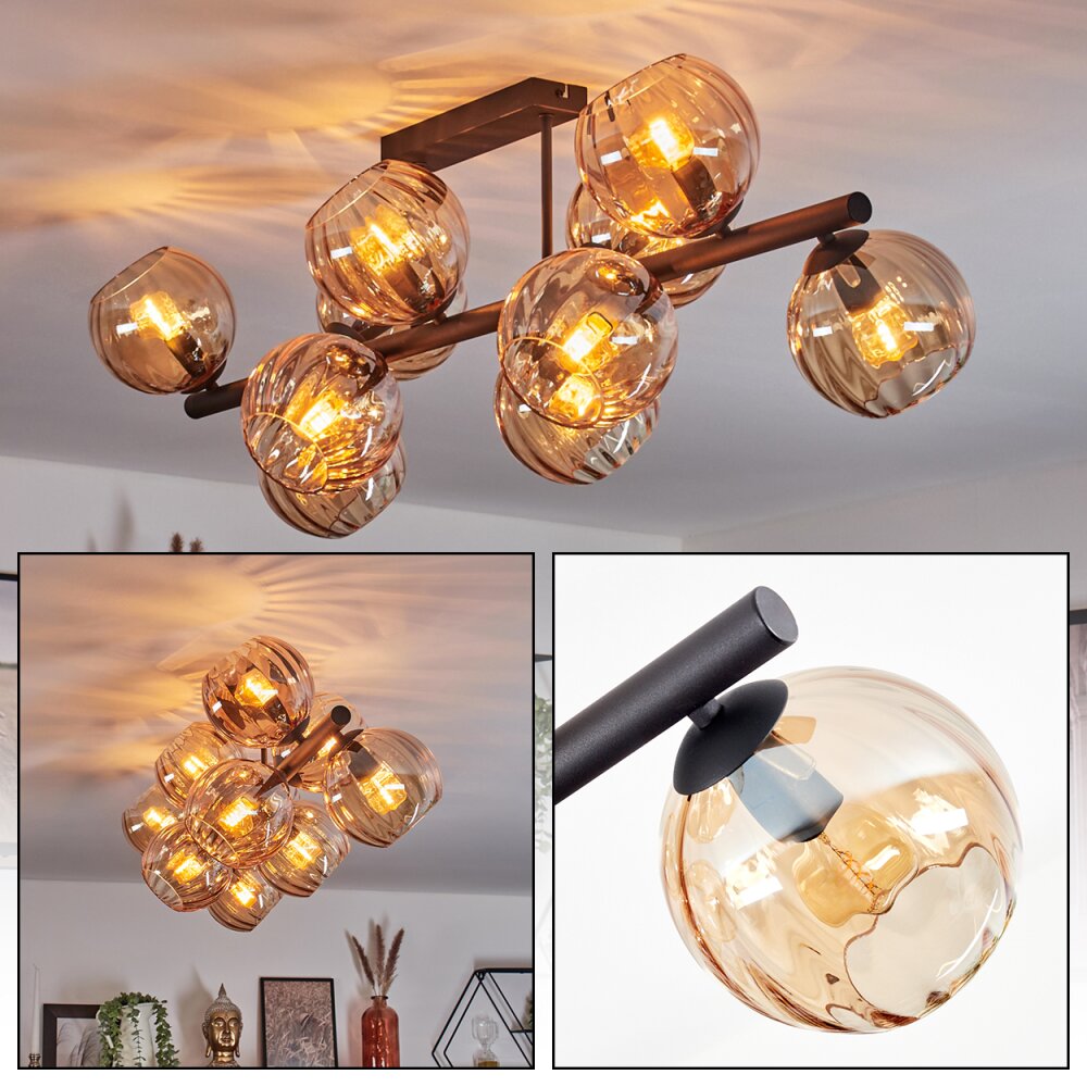 Koyoto Lampa sufitowa, Kula świetlna W kolorze bursztynu, 10-punktowe main product photo