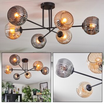 Ripoll Lampa sufitowa, Kula świetlna W kolorze bursztynu, Przydymiony, 6-punktowe