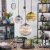 Koyoto Lampa wisząca, Kula świetlna, Lampa wiszącego klastra W kolorze bursztynu, Złoty, Przezroczysty, Przydymiony, 4-punktowe