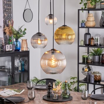 Koyoto Lampa wisząca, Kula świetlna, Lampa wiszącego klastra W kolorze bursztynu, Złoty, Przezroczysty, Przydymiony, 4-punktowe
