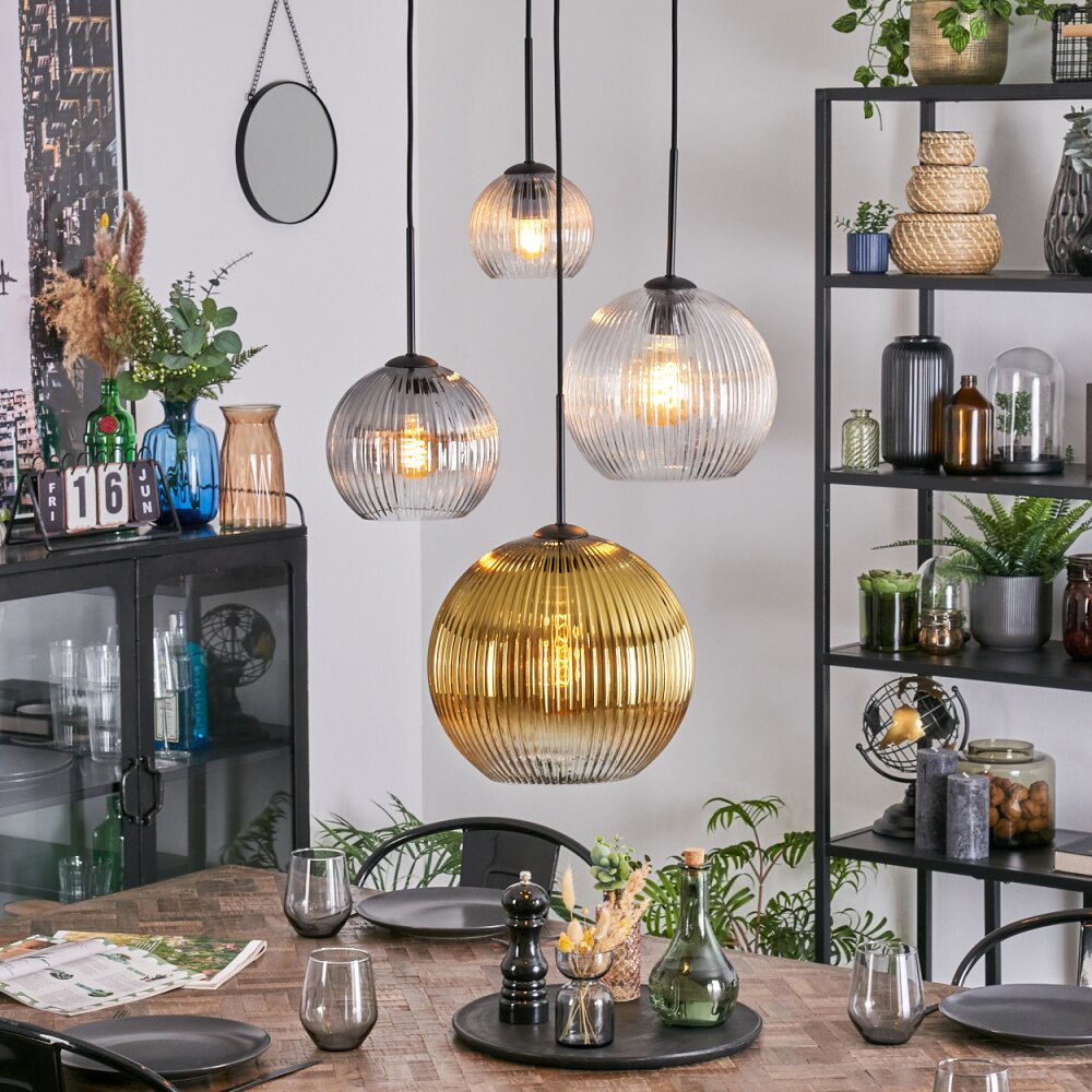 Koyoto Lampa wisząca, Kula świetlna, Lampa wiszącego klastra W kolorze bursztynu, Złoty, Przezroczysty, Przydymiony, 4-punktowe main product photo