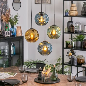 Ripoll Lampa wisząca, Kula świetlna, Lampa wiszącego klastra Niebeieski, Złoty, Zielony, 4-punktowe