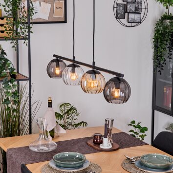 Koyoto Lampa wisząca, Kula świetlna, Lampa wisząca W kolorze bursztynu, Przezroczysty, Przydymiony, 4-punktowe