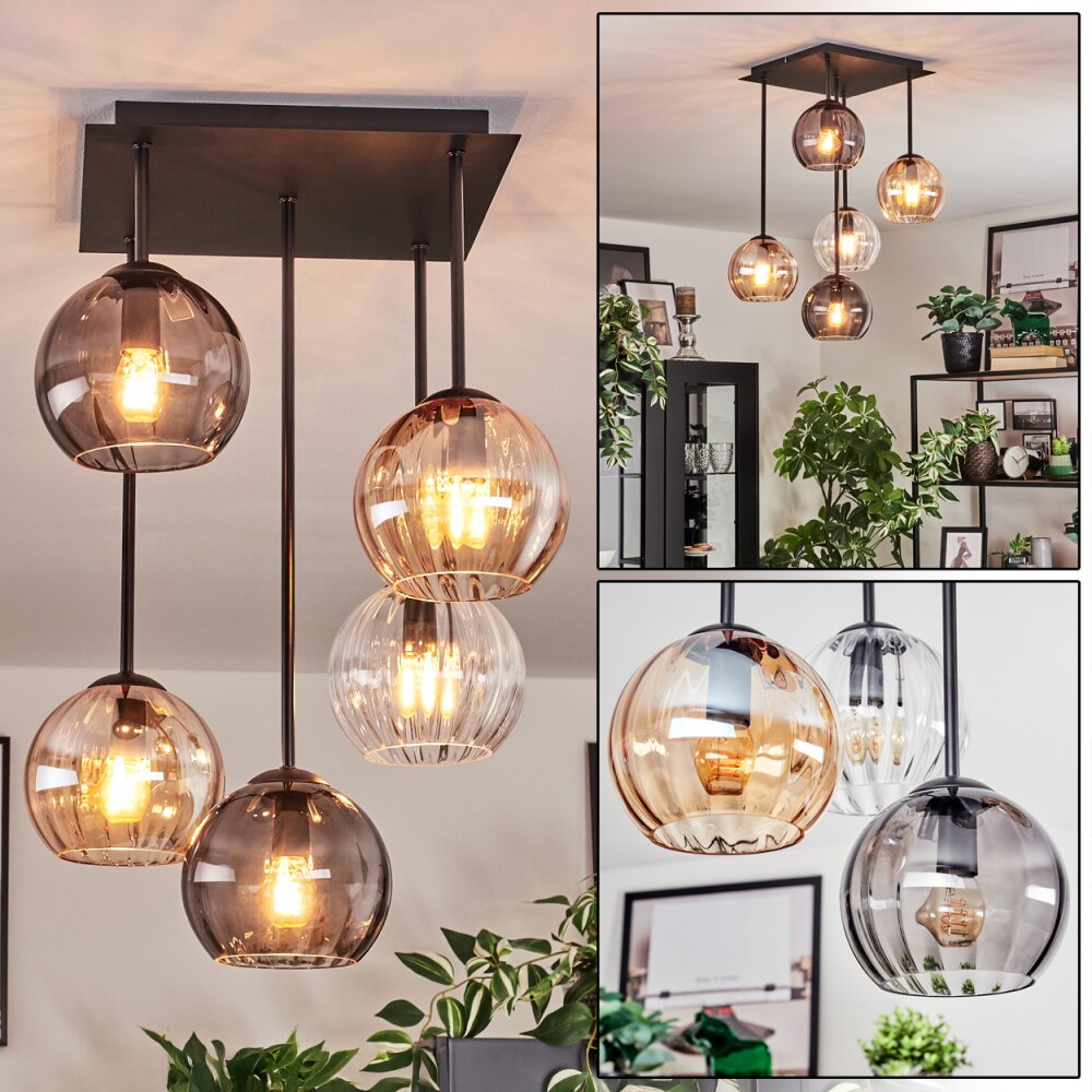 Koyoto Lampa sufitowa, Kula świetlna W kolorze bursztynu, Przezroczysty, Przydymiony, 5-punktowe main product photo
