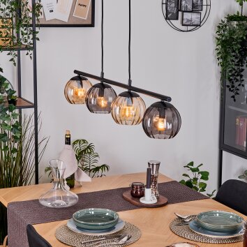 Koyoto Lampa wisząca, Kula świetlna, Lampa wisząca W kolorze bursztynu, Przydymiony, 4-punktowe